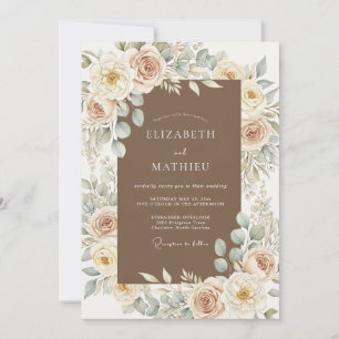 Cream Blush Florale Romanze Hochzeit Einladung