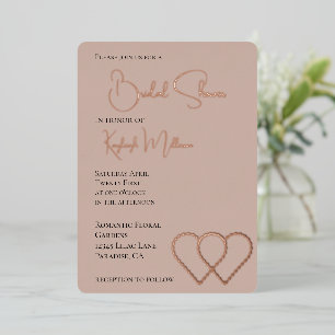Cream Blush Glam Pearl Two Hearts Brautparty Folieneinladung
