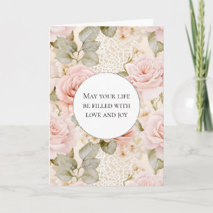Cream Blush Pink Roses Blumenzehen Karte