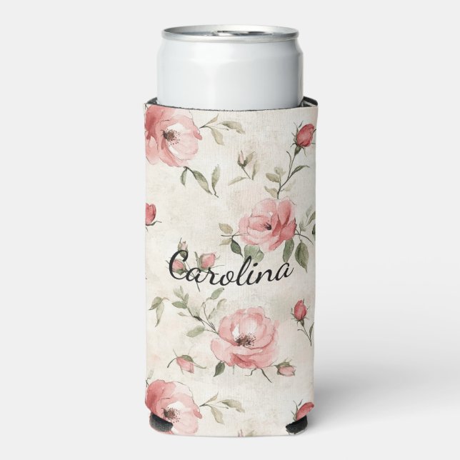 Cream Blush Pink Roses  Selters Dosenkühler (Seltzer Vorderseite)