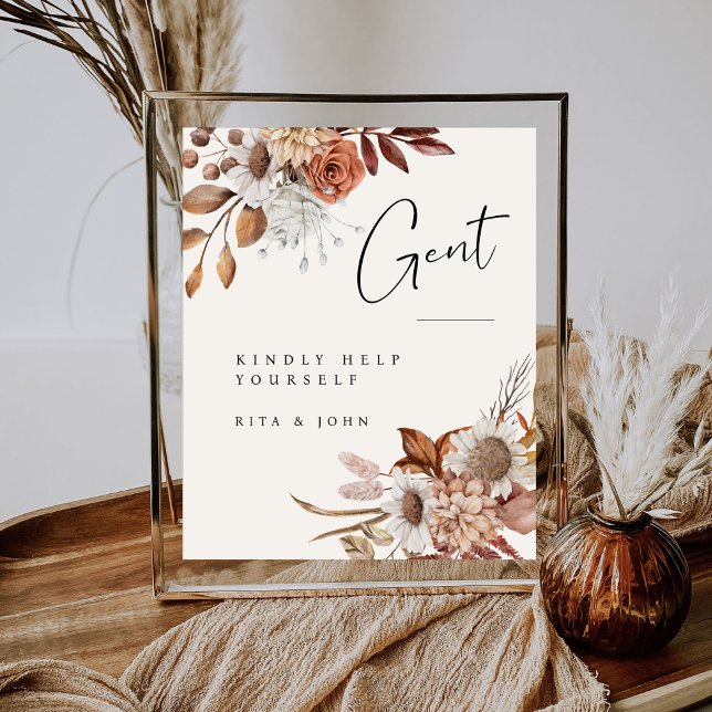 Cream Boho Gents Bad Wedding Sign Sockelschild (Von Creator hochgeladen)