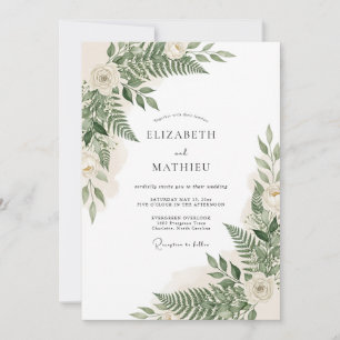 Cream Botanical Enchantment Hochzeit Einladung