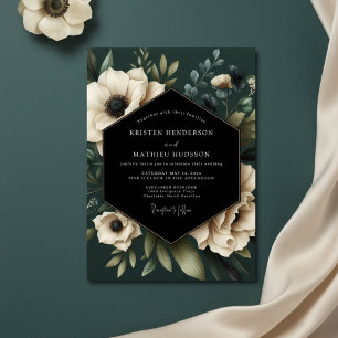 Cream Botanical Moody Hochzeit Einladung