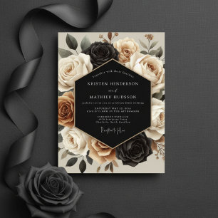 Cream Botanical Opulente Hochzeit Einladung
