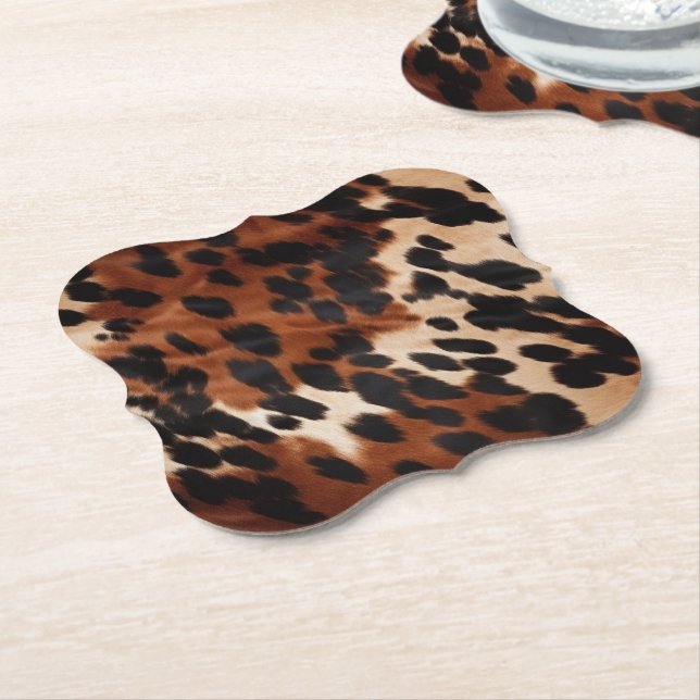 Cream Brown Black Cowhide Untersetzer (angewinkelt)