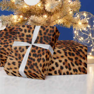 Cream Brown Black Leopard Geschenkpapier