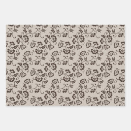Cream Brown Blume Dots Dragonflies Geschenkpapier Set