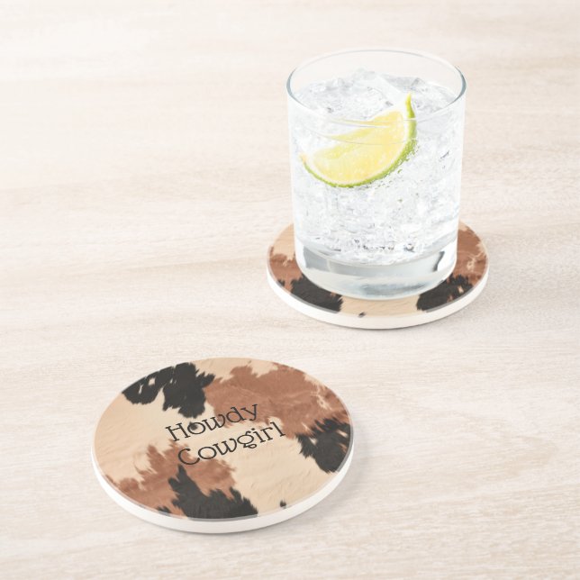 Cream Brown Cowhide Getränkeuntersetzer (Seite)