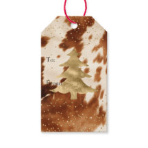 Cream Brown Cowhide Gold Tree