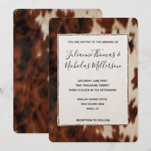 Cream Brown Cowhide Hochzeit Einladung