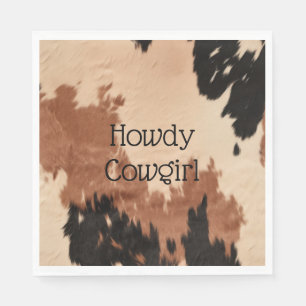 Cream Brown Cowhide Serviette