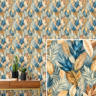 Cream Brown Dark Green Blätter Herbst Tonleaf Tapete