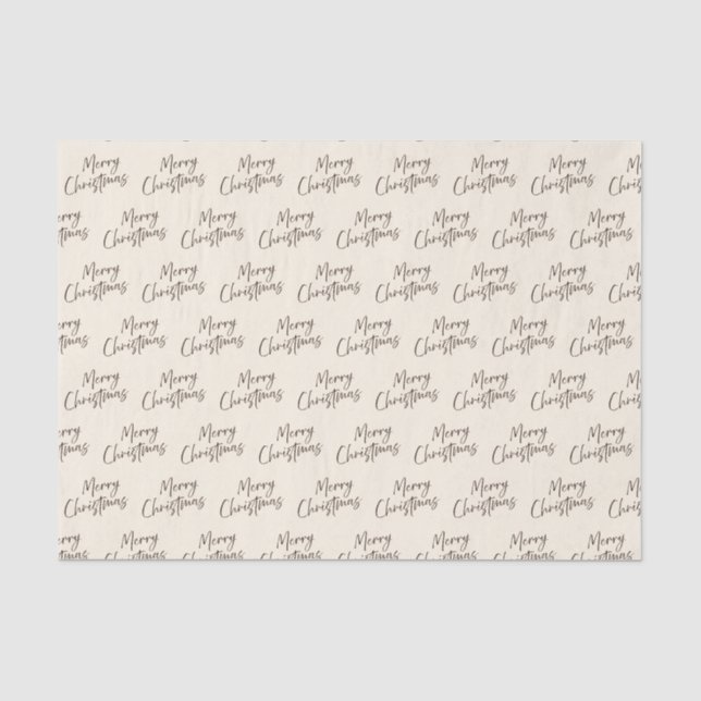 Cream Brown Elegant Script Frohe Weihnachten Seidenpapier (Vorderseite)
