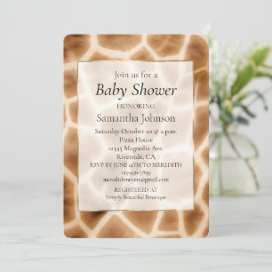 Cream Brown Giraffe Animal Print Einladung