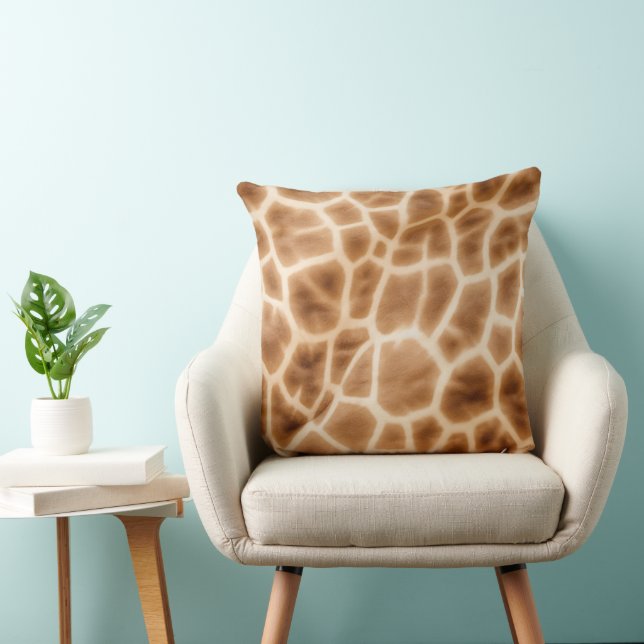 Cream Brown Giraffe Animal Print Kissen (Stuhl )