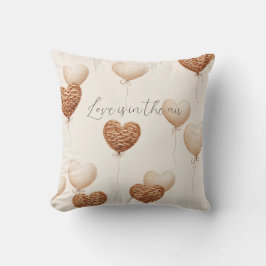 Cream Brown Heart Balloons Love in the Air Kissen