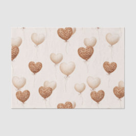Cream Brown Heart Balloons Love in the Air Seidenpapier