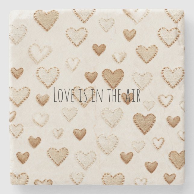 Cream & Brown Hearts   Steinuntersetzer (Vorderseite)
