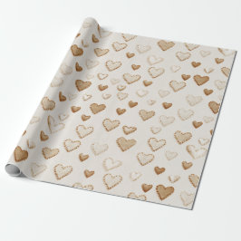 Cream & Brown Hearts Valentine's Day Geschenkpapier
