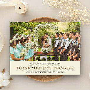 Cream Brown Hochzeit Braut Bräutigam Foto Danke Ankündigungspostkarte