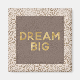Cream Brown Leopard Print Gold Dream Magnet