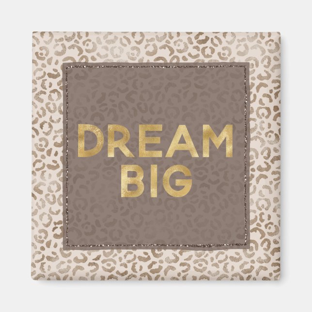 Cream Brown Leopard Print Gold Dream Magnet (Vorne)