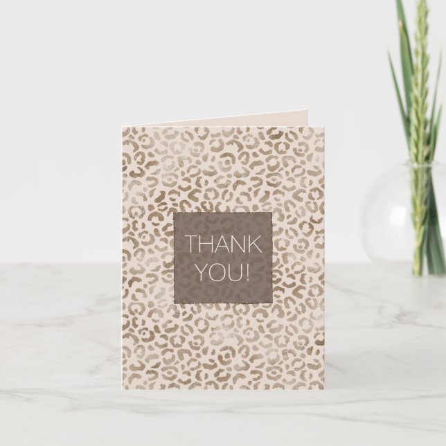 Cream Brown Leopard Print Vielen Dank Karte (Vorderseite)