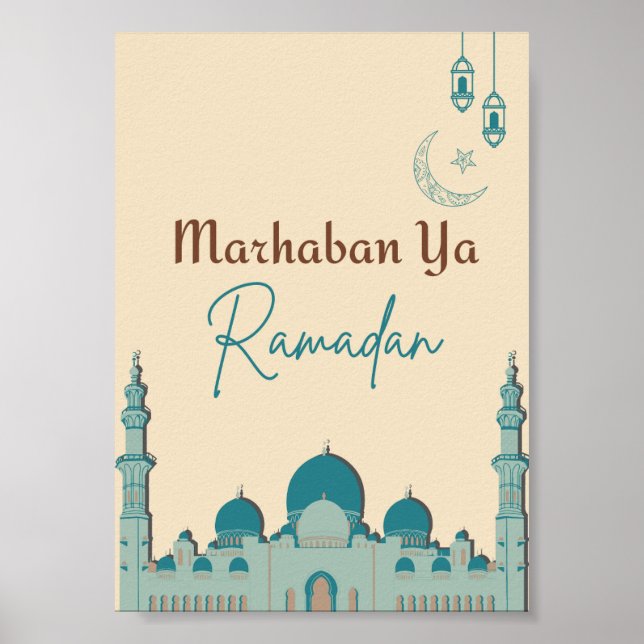 Cream Brown Marhaban Ya Ramadan Poster (Vorne)
