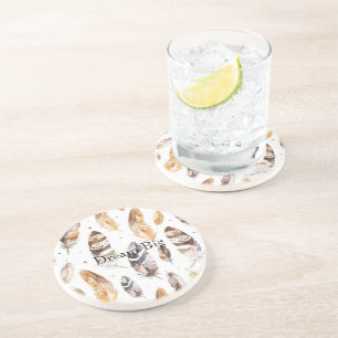 Cream Brown Native Feathers Getränkeuntersetzer