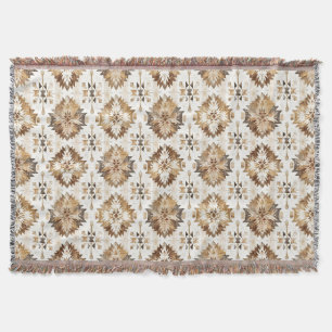 Cream Brown Native Tribal Decke