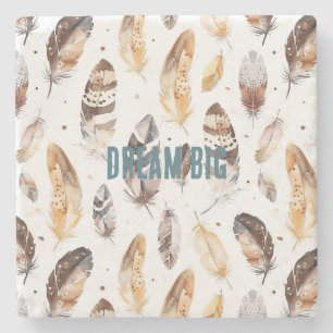 Cream Brown Native Tribal Feathers Steinuntersetzer