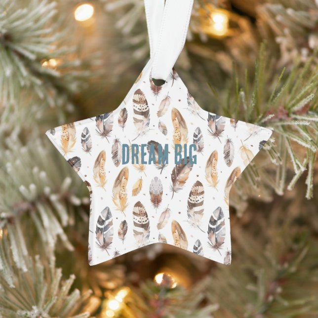 Cream Brown Native Tribal Feathers Weihnachten Ornament (Baum)