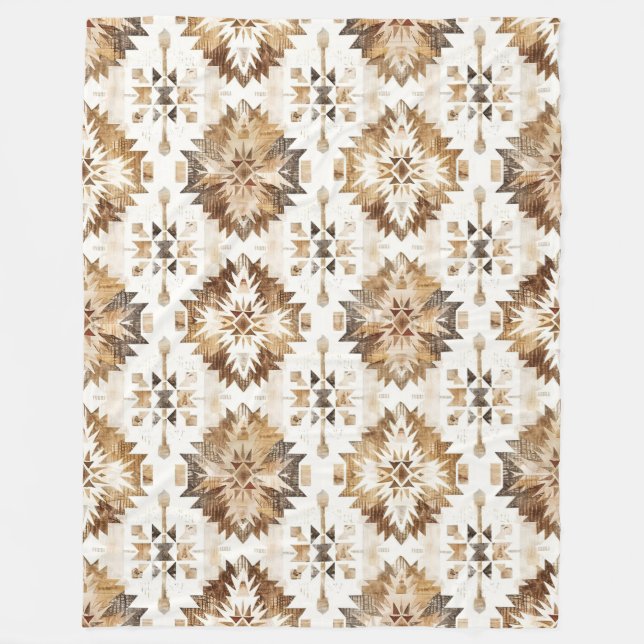 Cream Brown Native Tribal Fleecedecke (Vorderseite)
