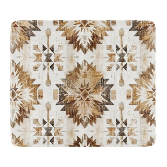 Cream Brown Native Tribal Schneidebrett (Vorderseite)