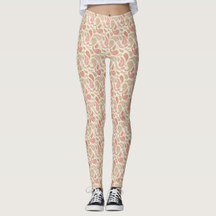 Cream-Brown Paisley Leggings