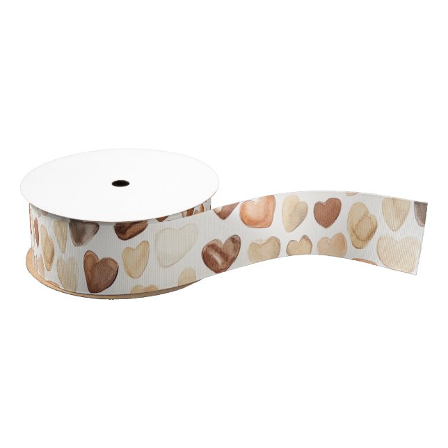 Cream Brown  Peach Heart Coffee Beans Ripsband (Spule)