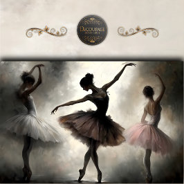 Cream Brown Pink Ballerinas Abstrakte Decoupage Seidenpapier