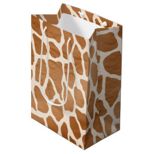 Cream Brown Safari Giraffe Tierwerbung Mittlere Geschenktüte