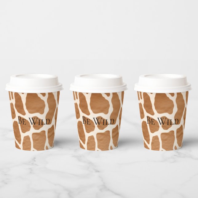 Cream Brown Safari Giraffe Tierwerbung Pappbecher (Multi)