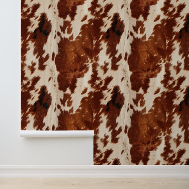 Cream Brown Southwest Cowboy Cowgirl Cowhide Tapete (Anwendung)