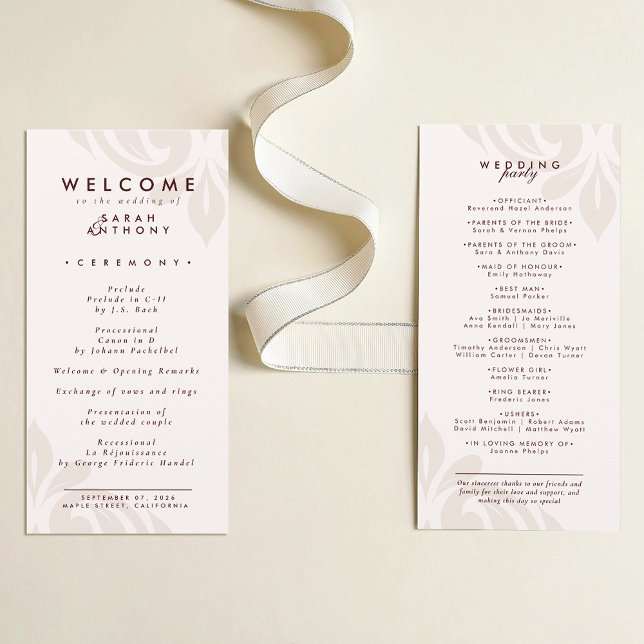 Cream & Burgundy Classic Minimal Damask Wedding (Von Creator hochgeladen)