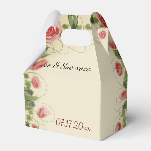 Cream Burgundy grün und rosa Geschenkschachtel (Vorderseite)