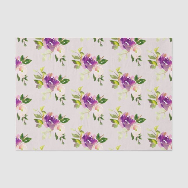 Cream Burgundy Pink Floral Wedding Seidenpapier (Vorderseite)