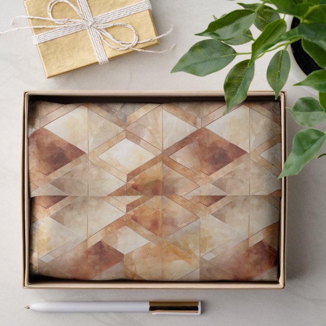 Cream Burgundy Red Gold Dreiecke Seidenpapier (Geschenk)