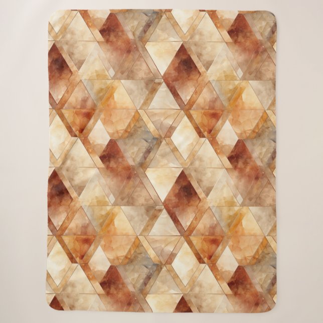 Cream Burgundy Red Gold Dreiecke Weihnachten Sherpadecke (Vorderseite)
