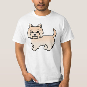 Cream Cairn Terrier Dog Cartoon Illustration T-Shirt