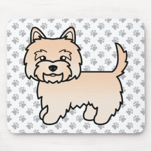 Cream Cairn Terrier Dog Illustration & Paws Mousepad
