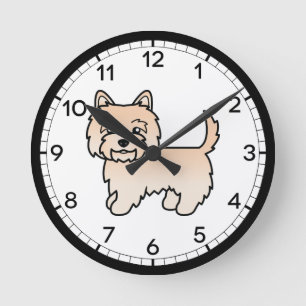 Cream Cairn Terrier Dog Niedlich Illustration Runde Wanduhr
