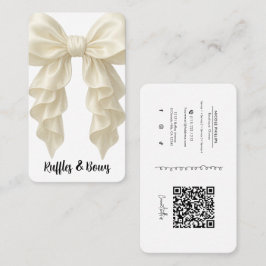 Cream Cascade Ruffle Bow Elegant Posh Boutique QR Visitenkarte