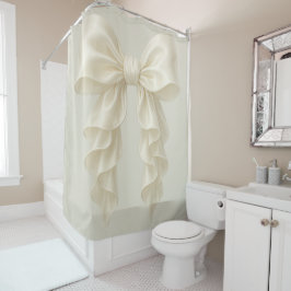 Cream Cascade Ruffle Bow Elegante Girly Duschvorhang